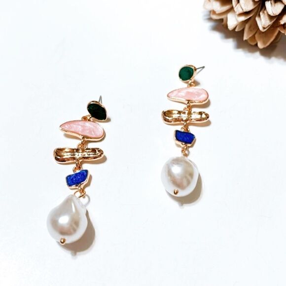 Pearl drop earrings M13 - Picture 3 of 6